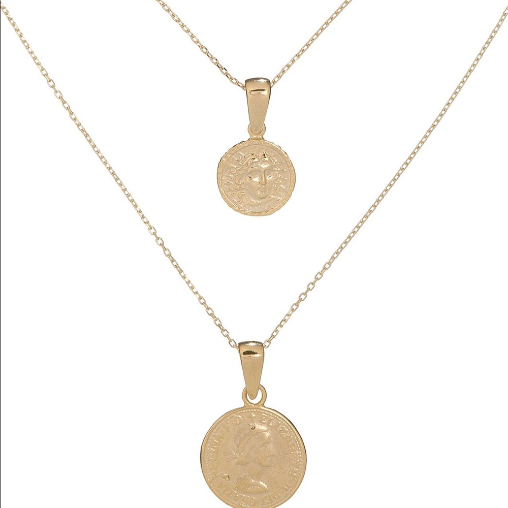 Gold coin necklace set,greek coin necklace,disc